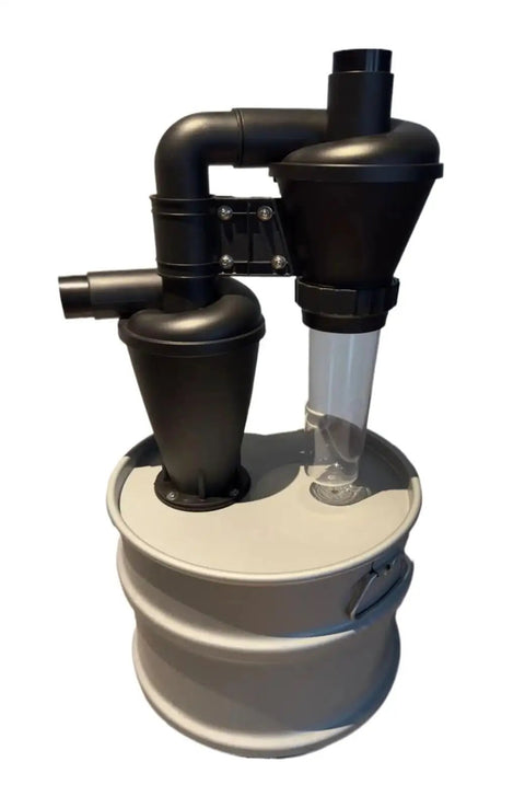 Turbocharged Dual Filtration Cyclone Dust Collector For 50mm And 2 Inch Woodworking on metal canister