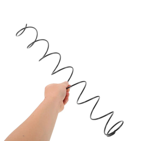 Heavy Duty Steel Vending Machine Spring Pack Four Pieces Durable Coil Springs For Snack Display Shelves And Beverage Pushers No Jam Dispensing Replacement For Retail Shelves And Grocery Stores, black steel spring held in hand