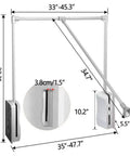 Adjustable Pull Down Closet Rod 35 to 48 Inches, side view with dimensions, heavy duty aluminum, smooth glide side mounted lift rail.