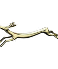 Gold-toned deer-shaped decorative item on white background