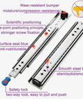 Heavy Duty Steel Drawer Slides With Ball Bearings For Absolute Full Extension Rock Solid Industrial Telescoping Slider Rail side view showing wear-resistant features.