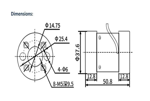 Technical drawing of High Precision Static Torque Sensor Load Cell For Accurate Torque Measurement And Calibration Of Motors, Compact Aluminum Alloy