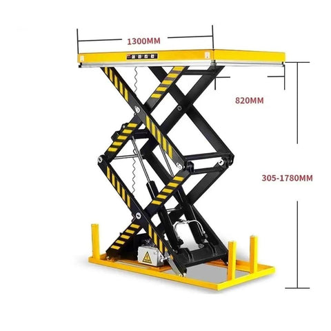 Heavy Duty Electric Hydraulic Lift Table Featuring Rock Solid 1000kg Load And Precise Height Settings For Industrial Floors and Personal Worksites. Size 1300mm x 820mm.