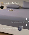 Grounding Fitted Sheets With 25 Percent Silver Infused Fiber And Cotton on bed, fits mattresses up to 16 inches, shown with lamp and cup