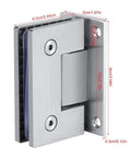 Frameless Shower Door Hinge For 8-10mm Glass Heavy Duty Brushed Stainless Steel Wall Mount Bracket 90 Degree Auto Close Fits Doors Up To 800mm Wide Dope Upgrade For Modern Bathrooms, brushed stainless hinge with dimensions