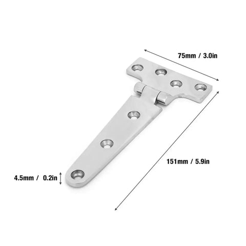 Self Closing Reversible Door Hinge 2 Pack Heavy Duty Stainless Steel T Hinge With Screws Smooth Sliding Bearings dimensions
