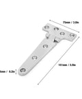 Two Pack Heavy Duty Adjustable Door Hinges Stainless Steel T Hinge With Screws for Smooth Quiet Closing, size dimensions labeled.