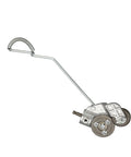Heavy Duty Electric Drill Plate Cutter And Sheet Metal Shears Attachment with metal wheels and handle for cutting.