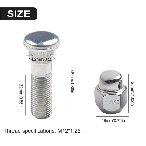 Top Tier Car Wheel Studs For Subaru Ascent 2019 And Up Heavy Duty Hub Bolt Kit With Nuts Made From Premium Steel Strong Load Bearing Capacity Built Tough For Bumpy Roads And High Speed Driving Perfect Fix For Your Ride M12x1.25, 48mm stud and 19mm nut