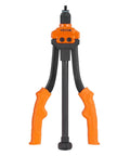 14 Inch Rivet Nut Tool Kit With 7 SAE And Metric Mandrels, 70 Assorted Rivet Nuts Including 10-24, 1/4-20, M6, black and orange handles