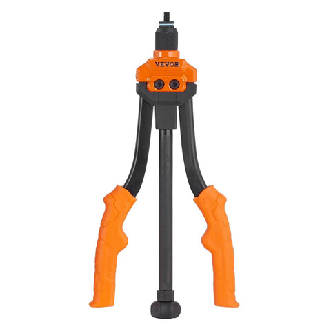 14 Inch Rivet Nut Tool Kit With 7 SAE And Metric Mandrels, 70 Assorted Rivet Nuts Including 10-24, 1/4-20, M6, black and orange handles