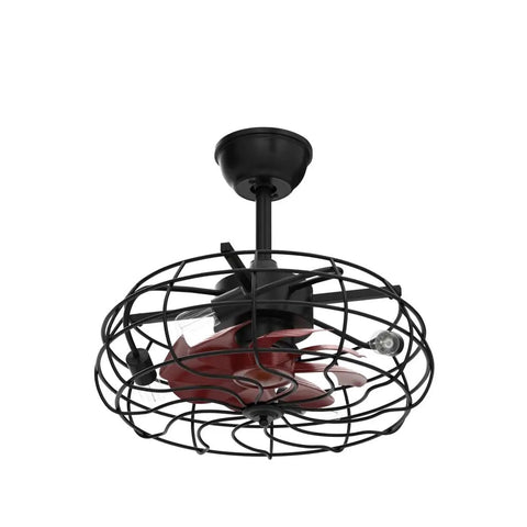 Dope Farmhouse Style Ceiling Fan With Light And Remote Control Enclosed Caged 8 Blade Ceiling Fan With LED Bulbs