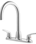 Colony Pro Two-Handle High Arc Kitchen Faucet With Spray In Polished Chrome, ADA Compliant, Lead-Free Metal Construction