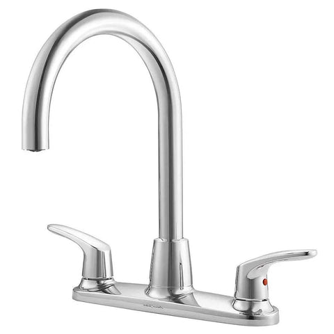 Colony Pro Two-Handle High Arc Kitchen Faucet With Spray In Polished Chrome, ADA Compliant, Lead-Free Metal Construction