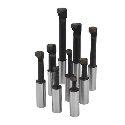 Nine Pack Boring Head Set With R8 Shank One Half Inch Boring Bar Carbide Construction For Bridgeport Milling Replacement Kit