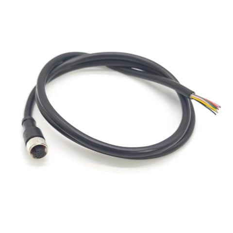 M12 12 Pin Female Connector Cable A Code Straight Aviation Plug Electrical PVC Industrial Molded Unshielded 5 Meter AWG 26