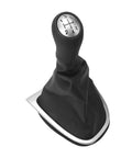 Upgrade Your Ride With This Slick Car Gear Knob For Clio 4 Made From Tough Raw Materials Perfect For 5 Speed Stick Shift Handles That Won't Fade Or Warp Over Time Giving You A Cool And Durable Control Experience While Driving Like A Local. black 5-speed manual gear knob with leather boot and chrome trim for Clio 4