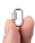 Five Silver Screw Carabiner Lock Charms Set With Brass Micro Pave Cubic Zirconia Oval Quick Links Clasp for Jewelry Making find held