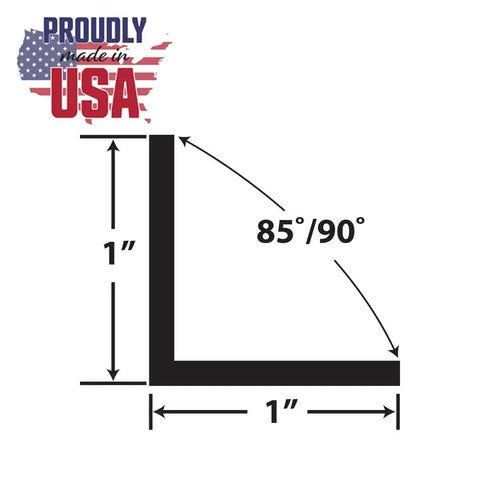 Black 1x1 Inch Styrene Angle Molding With Even Legs 7/64 Inch Thick (.100) 36 Inch Lengths Pack Of 4 Dope Matte Scratch Resistant Finish For Furniture Edging diagram at 85/90 degrees