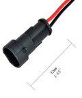 Close-up of 2 Pin Waterproof 18AWG Wire Connector Kit 5 Pack With Preassembled 10cm Pigtails For DIYers RV Ready Rectangular Black Housing 0.24 Inch