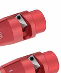 Rugged Aluminum Alloy Electric Wire Stripper And Twist Splicer Fits Standard Power Drills For Small To Medium Gauge Wires, red tool heads.