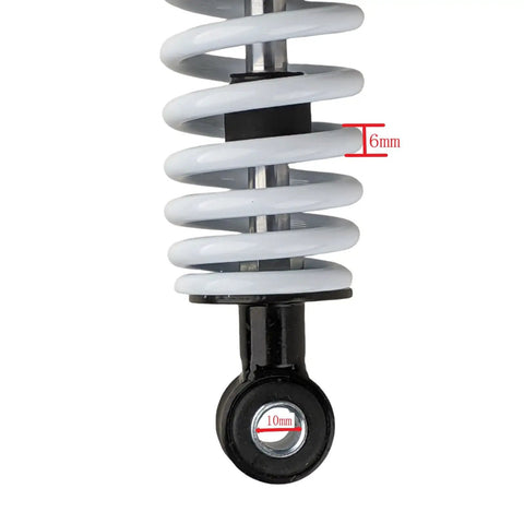 Close-up of adjustable front shock set spring showing 16mm diameter, part of Adjustable Front Shock Set Two Pieces For 50Cc To 125Cc Kid Quad ATV Go Kart 10 Inch And 11 Inch Eye To Eye 275Mm Travel 55Mm Height Adjustable 350Lbs Max Load.