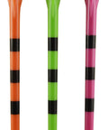 Three And A Quarter Inch Built Tough Golf Tees 25 Count Citrus Mix With Black Stripes Ideal For Drivers Over 360cc With High Grade Plastic Shaft