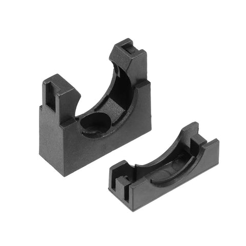 Badass AD25 Corrugated Tube Holders For Smooth Flexible Wiring And Raceway Pipes With Double Strut Clips, black plastic clamps.