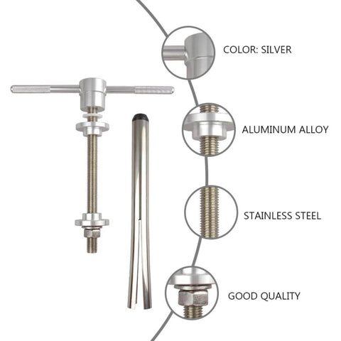 Bike Headset And Bottom Bracket Press Tool Set Pro Grade Center Shaft Bearing Installer showing silver aluminum alloy and stainless steel components