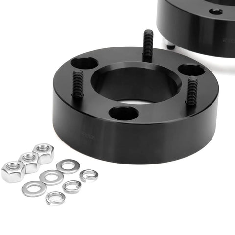 Heavy Duty 2.5 Inch Front Leveling Kit For Ram 1500 Solid Aluminum Strut Spacers with hardware and bolts.