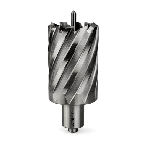 Oscarbide annular cutter, 1-5/8 in cutting diameter, 2 in depth, Weldon 3/4 in shank, front view