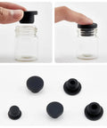 Dope 30 Piece Silicone Stopper Assortment Kit With Five Sizes For Bottles Pipes Flower Pots Flexible Rubber Hole Plugs Waterproof T-Type Button End Covers Black, black silicone bottle stopper on glass jar