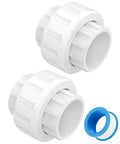 Two-Pack 1-1/2 Inch PVC Union Couplings Slip Joint Adapters Socket To Socket With Built-In EPDM O-Ring for plumbing projects
