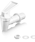 Pick Up Two White Replacement Cooler Faucets With Lock Nuts And Washers Easy Swap Water Dispenser Tap, featuring heavy-duty polypropylene material.