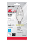LED Light Bulb 4.5W 120V E12 Candelabra Base 3000K Soft White 290 Degree Beam Clear Glass Replaces 40W Incandescent 6 Pack packaging