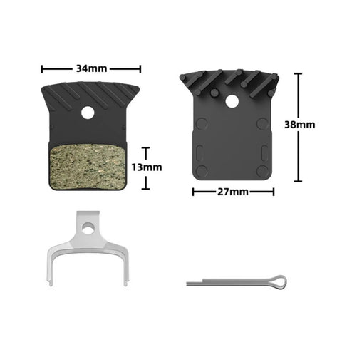 Road Bike Disc Brake Pads Kit With Spring And Pin For Consistent Stopping On Road Rides Resin And Metal Construction With Stainless Steel Support Durable Spares For Daily Rides And Routine Maintenance, 34x38mm pads