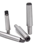 Morse taper collet arbors set, four metal tool holder adapters for CNC mill/lathe, shown from multiple angles