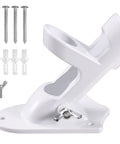 Heavy Duty Flagpole Wall Mount Bracket With Solid Hardware Kit For Patio Siding Or Lawn Display One Inch Inner Bore, white aluminum design.