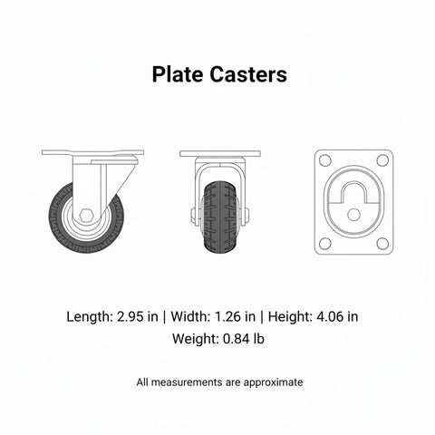 Heavy Duty Swivel Plate Caster With Grip Tight Locking Brake 360 Degree Smooth Roll Wheel dimensions and design sketch.