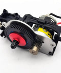 Hard Steel Spur Gear With Slipper Pads 60T 0.5M for 1/18 Scale RC, mounted in black frame with red and yellow details.