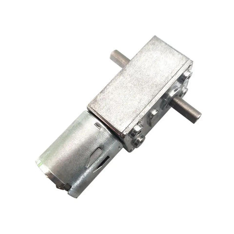 12V DC Worm Gear Motor With Dual Output Shafts Dope Torque, JGY370, steel casing, close-up view