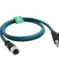 Rugged Industrial M12 X Code 8 Pin Female to RJ45 Cat7e Ethernet Cable 1m 10 Gbps IP67 Waterproof with gold plated contacts