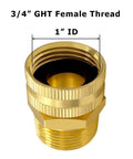 Solid Brass Garden Hose Adapter Three Quarter Inch NPT Male To Three Quarter Inch GHT Female Connector For Outdoor Watering Sturdy Connection Corrosion Resistant Durable Brass Fitting, 3/4-inch brass adapter