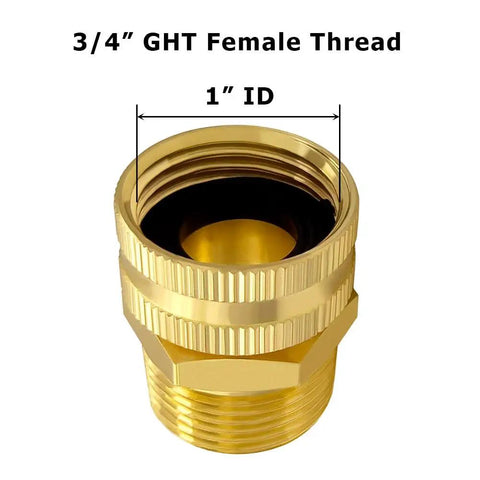Solid Brass Garden Hose Adapter Three Quarter Inch NPT Male To Three Quarter Inch GHT Female Connector For Outdoor Watering Sturdy Connection Corrosion Resistant Durable Brass Fitting, 3/4-inch brass adapter