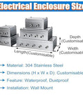 Heavy-Duty Stainless Steel Junction Box for Control Panels, Wall Mounted Electrical Enclosure, 304 Stainless Steel, Customisable Sizes