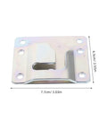 Detailed view of steel bracket from Six Set Couch Connector Kit For Sectionals showing measurements