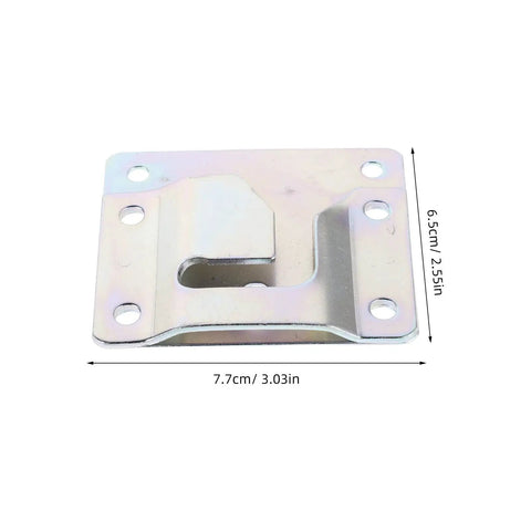 Detailed view of steel bracket from Six Set Couch Connector Kit For Sectionals showing measurements