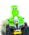 Official Licensed Nintendo Mario Kart Yoshi Quad RC Car With 2.4 GHz Remote Control Differential Gears Pneumatic Tires LiFePO4 Battery Totally Fun For Fans And Kids; Front view of Yoshi on green quad with large tires.