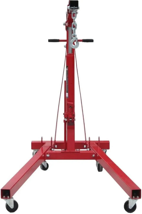 Zero Hassle 4000 Lbs Hydraulic Engine Hoist Shop Crane front view showing folding frame and reinforced boom for garage use.