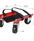 Heavy Duty Snowmobile Dolly Set With Steel V Slide, 1500 Lb Capacity, Two And A Half Inch Swivel Casters, Adjustable Nylon Tie Down Straps, Red Finish, Built Tough For Garage Storage And Easy Transport, red steel dolly with 2.5-inch casters